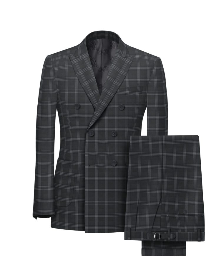 Mens Gray Checked Suit